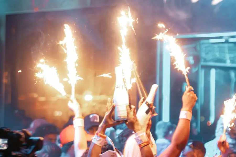 Sparklers arriving with bottle service at a Toronto nightclub table