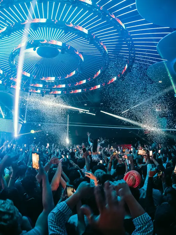 Crowd under the light rig at Rebel Toronto